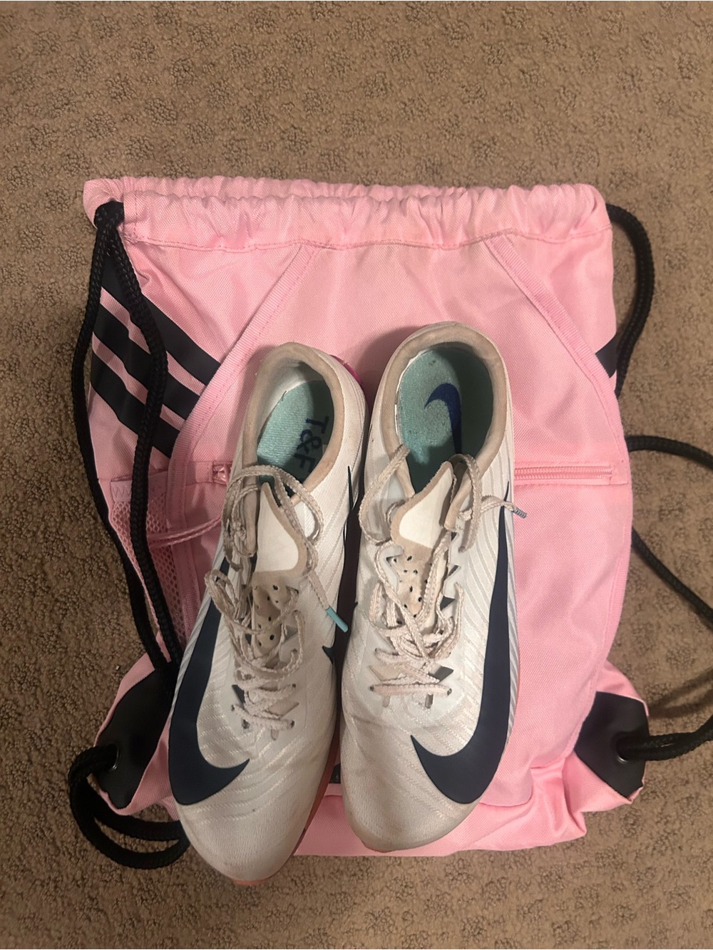 Nike Pink Drawstring Athletic Shorts with Black Accents